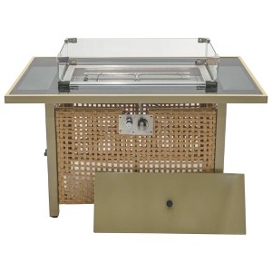 Kumasinova 43" Propane Gas Fire Pit Table for Outdoor Use,60000 BTU Patio Fireplace with Stainless Steel Burner and Glass Wind Shield - 1 of 4