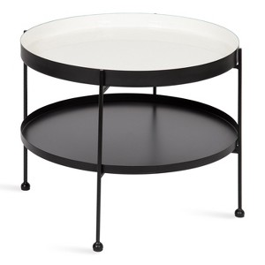 Kate and Laurel Nira Round Metal Coffee Table, 26" Diameter, White and Black - 1 of 4