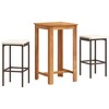 vidaXL Garden Bar Set 3-Piece Bar Counter Bar Table Bar Stool, Bar Set for Garden Patio Garden Counter Garden Furniture Brown Solid Wood Acacia - 2 of 4