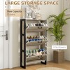 VYNXARIA Industrial Shoe Cabinet with 3 Flip Drawers for 15 Pairs - Walnut Finish - 3 of 4