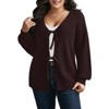 Cardigan Sweaters for Women Trendy Open Front Long Sleeve Button Down Bow Knot Cropped Lady Jacket - 2 of 4