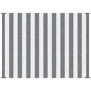 Resenkos Floor Mat Carpet,Indoor Door Mat,Reversible Outdoor Rug, 9'x 12' Waterproof Straw Floor Mat, Portable RV Camping Carpet, Gray & White Striped - 1 of 4