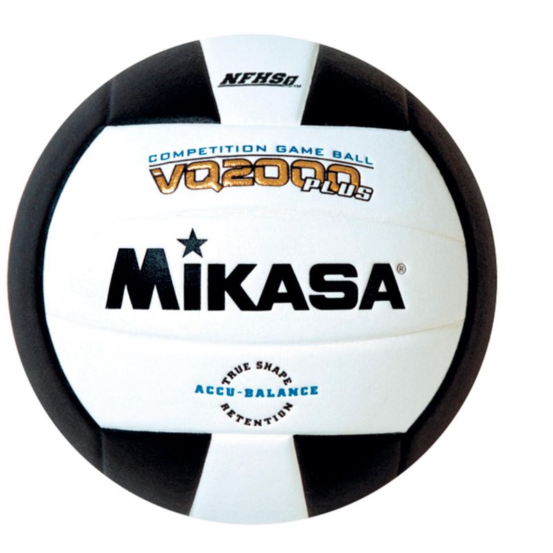 Mikasa VQ2000 Plus NFHS Volleyball, Size 5, Black/White, 1 of 2