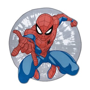 Spider-Man Shaped Beach Towel Red/Blue: Kids' Favorite Character Microfiber & Cotton, Machine Washable - 1 of 4