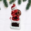 Santa Claus on Chimney Glass Christmas Ornament| OrnamentallyYou - 4 of 4