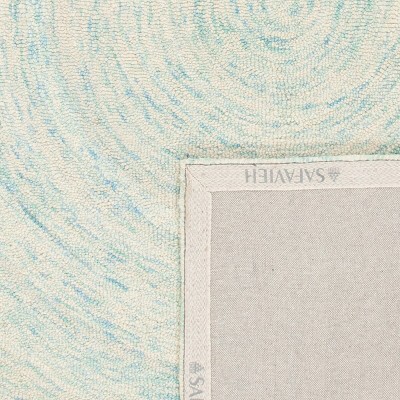 Ivory and Blue Hand-Tufted Wool 4' x 6' Rug