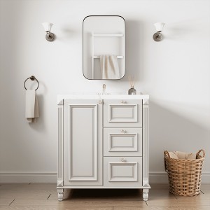 SpassWay 24 x 36 Inch Recessed or Wall Mount Medicine Cabinet Black Bathroom Storage with 3 Cupboards - 1 of 4