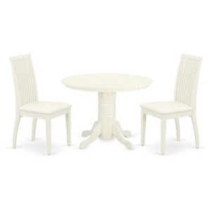 Round Dinette Set 3pc - Kitchen Table & Chairs, White - Small Space Dining Room Furniture - 1 of 4