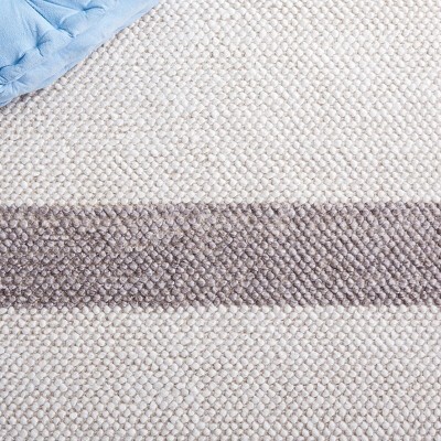 Handmade Ivory and Brown Wool Flat Woven Rectangular Rug
