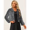 Allegra K Women's Winter Warm Cropped Collarless Faux Fur Fluffy Jacket - 2 of 4
