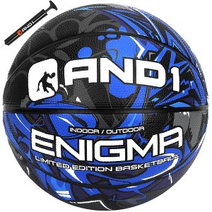 AND1 Enigma 27.5 Basketball : Youth Sized Rubber Streetball for Indoor and Outdoor Use, Deep Channel Construction and Durability, Includes 10” Pump - 1 of 4