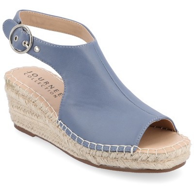 Journee Collection Womens Crew Wedge Heel Espadrille Sandals Blue 7.5 :  Target