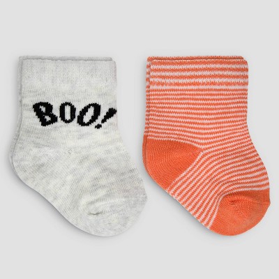 Image of Carter's Just One You®️ Baby 2pk Crew Socks - Orange/Gray 0-6M
