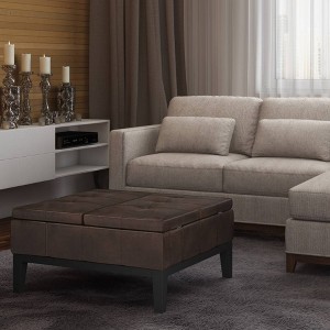 Lancaster Square Coffee Table Storage Ottoman - WyndenHall - 1 of 4