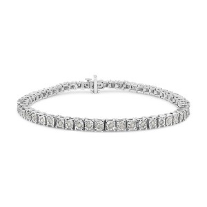 Haus of Brilliance Silver 1.0 Cttw Diamond Square Frame Miracle-Set Tennis Bracelet - 1 of 4