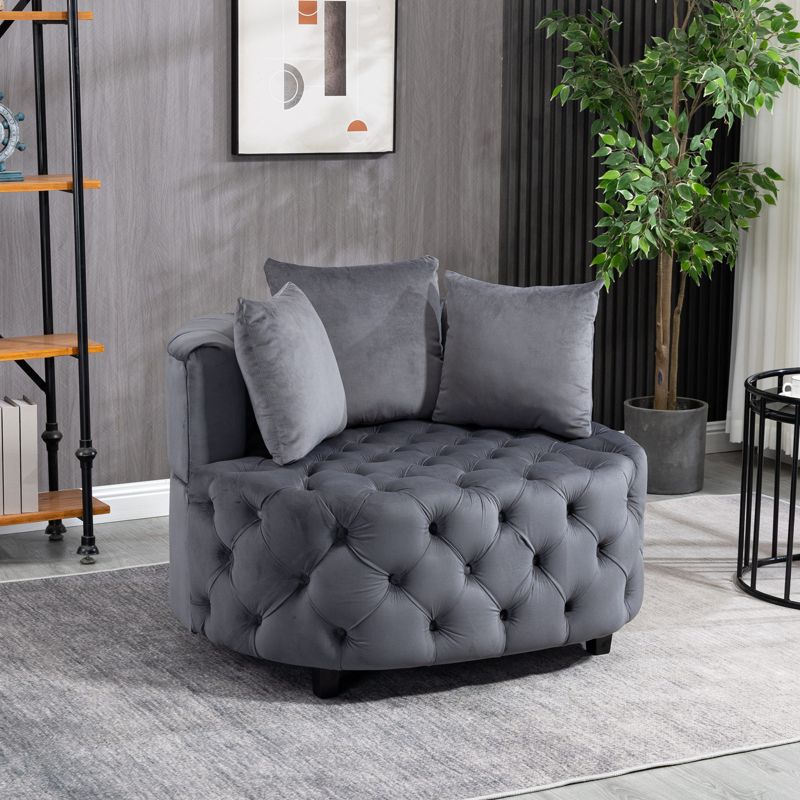 Classical Upholstered  Accent Barrel Chair-ModernLuxe, 2 of 12
