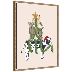 Kate & Laurel All Things Decor Sylvie Beaded Christmas Farm Animals Stack Framed Canvas by Krissy Mast - 1 of 4