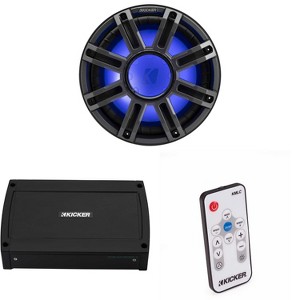 Kicker 51MWE124 - MWE 12-Inch Premium Marine Subwoofer (Enclosure) 4-ohm & 48KXMA5004 Marine Amp Bundle ( Includes LED Remote ) - 1 of 4