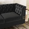 VASIP  Luxurious Black Velvet Sofa with Gold Legs - Modern Chesterfield Design, Tufted Upholstery, 3-Seat Couch for Living Room and Office - 4 of 4