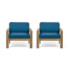 GDFStudio Antoine Outdoor Acacia Wood Club Chairs with Cushions (Set of 2) - 2 of 4