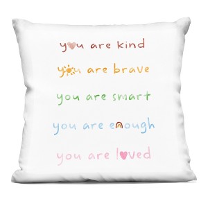 Stupell Industries You Are Loved Inspirational Rainbow List Phrase Indoor Decorative Throw Pillow, 18 x 18 - 1 of 3