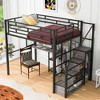 TIRAMISUBEST Full Size Metal Loft Bed with Open Wardrobe, Modern Storage Bed Frame with Mesh Board, Desk and Shelves - 4 of 4
