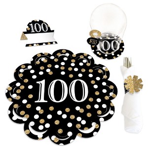 Big Dot of Happiness Adult 100th Birthday - Gold - Birthday Party Paper Charger and Table Decorations - Chargerific Kit - Place Setting for 8 - 1 of 4