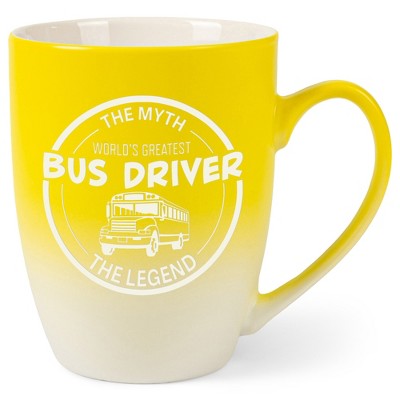 Elanze Designs Greatest Bus Driver Two Toned Ombre Matte Yellow and White 12 ounce Ceramic Stoneware Coffee Cup Mug