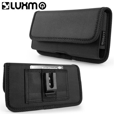LUXMO Extra Large Horizontal Universal Nylon Pouch w/ Dual Card Slots - Black