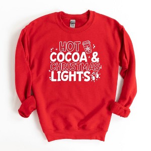 Simply Sage Market Women's Graphic Sweatshirt Hot Cocoa and Christmas Lights - 1 of 2