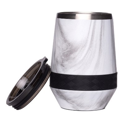 White Marble Stainless Steel Insulated Wine Tumbler 10oz
