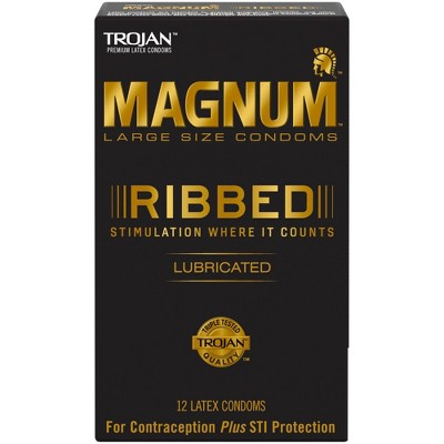 Trojan Magnum Ribbed Lubricated Condoms - 12ct