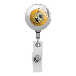 Harry Potter Hufflepuff Painted Crest Metal Chrome Badge ID Card Holder Clip - 1 of 3