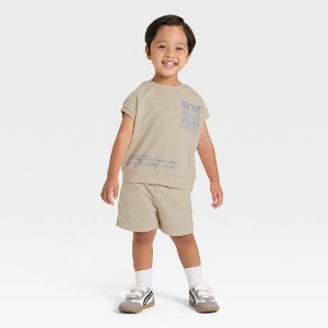 Grayson Mini Toddler Boys' French Terry Shirt and Shorts Set - 1 of 4