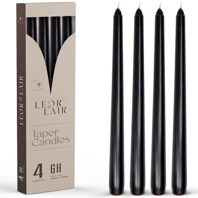 Leor & Lair 10" Taper Candles - 4 Pack - Unscented Tapered Candlesticks for Dinner, Home, and Holiday