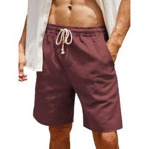 COOFANDY Men's Linen Shorts Casual Elastic Waist Drawstring Summer Beach Shorts - 1 of 4