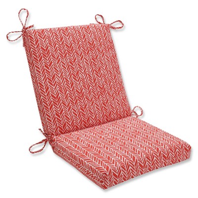 Outdoor/Indoor Herringbone Tomato Squared Corners Chair Cushion - Pillow Perfect