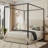 Polibi Modern Luxury Metal Canopy Bed with Corduroy Upholstered Tall Headboard - 2 of 4