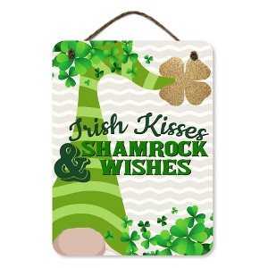 Courtside Market Irish Kisses & Shamrock Wishes 12x16 Hanging Artboard with Twine - 1 of 3