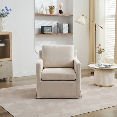 GDFStudio Colwill Chenille Upholstered Skirted Swivel Chair with Removable Back Cushion