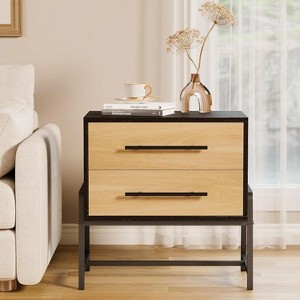 Nasitip Farmhouse Nightstand with 2-Drawers & Metal Legs, Rustic Storage Cabinet for Bedroom, Living Room - 1 of 4