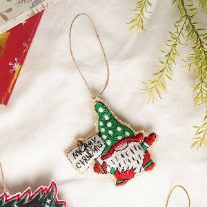 SEVOBAL Tree Ornaments Set of 6 Santa Cheer Hanging Ornaments, Glittering Beaded Christmas Decorations for Tree and Home, Multicolored, 5"*1.5"*5" - 1 of 4