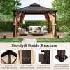 Tangkula 12' x 12' Double-Roof Hardtop Gazebo with Galvanized Steel Roof Netting Curtains - 4 of 4