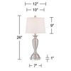 Regency Hill Blair Traditional Table Lamps Set of 2 with Round Riser 26" High Brushed Nickel White Drum Shade for Bedroom Living Room Bedside Office - 4 of 4