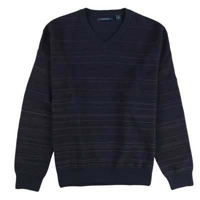 Perry Ellis Mens Striped V Neck Pullover Sweater