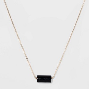 Silver Plated Onyx Barrel Stone Necklace - A New Day Gold, Women