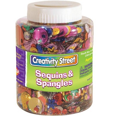 Creativity Street Plastic Reflective Assorted Shape Sequin and Spangle Shaker Jar, Assorted Size, Assorted Color, 8-4/5 oz