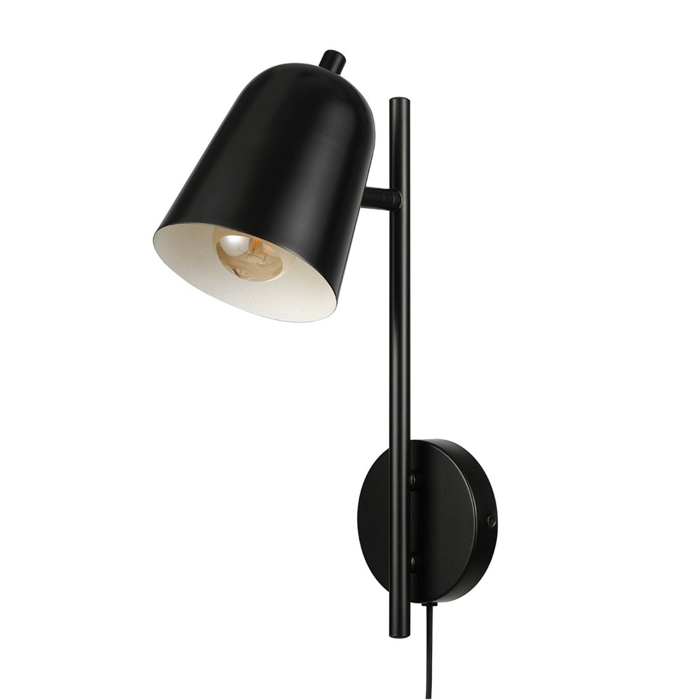 Photos - Light Bulb Globe Electric 1-Light Plug-In or Hardwire Matte Black Wall Sconce with Pi