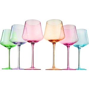 Khen's Festive Crystal Colored Wine Glasses, Unique Design Suitable for All Occasions - 2 pk - 1 of 4