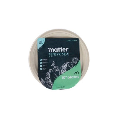 Matter Compostable Fiber Disposable Plates 10" - Natural - 20ct